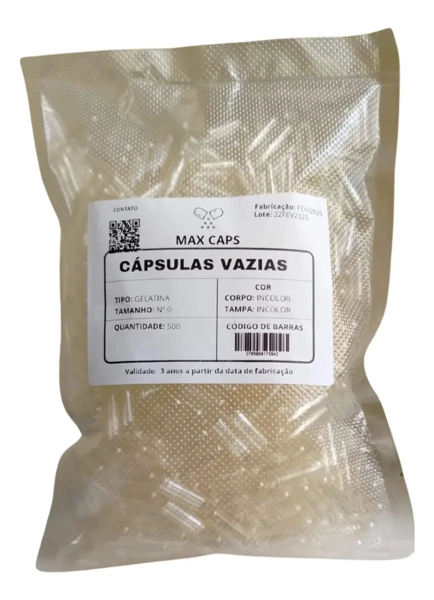 Cápsulas Vazias Gelatina 500mg 500 un Alden Caps Glúten Free