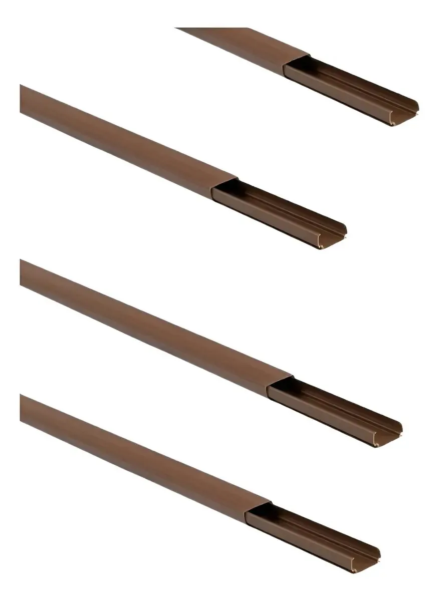 8 Metros Perfil Canaleta 20x10mm C/ Dupla Face Marrom Mogno