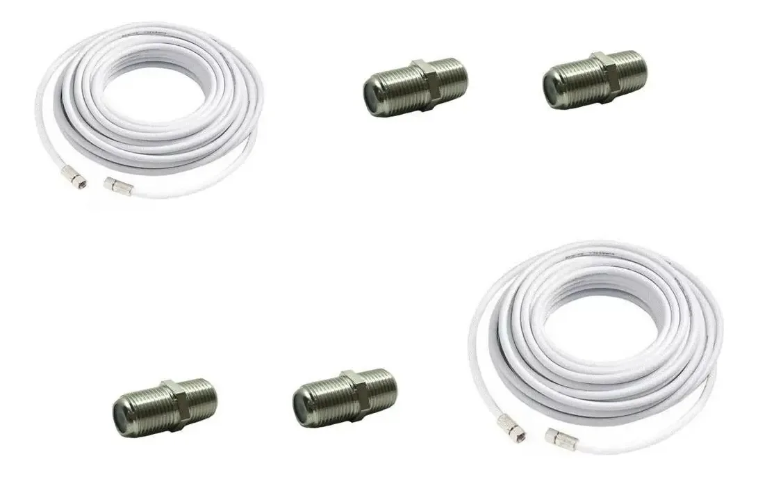Kit 2 Cabos Rg6 10mts Montado C/4 Emendas F - Menor Valor