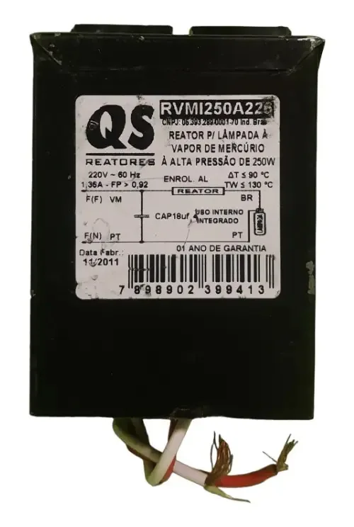 Reator Vapor Mercurio 250w Qs - Ler Descrição