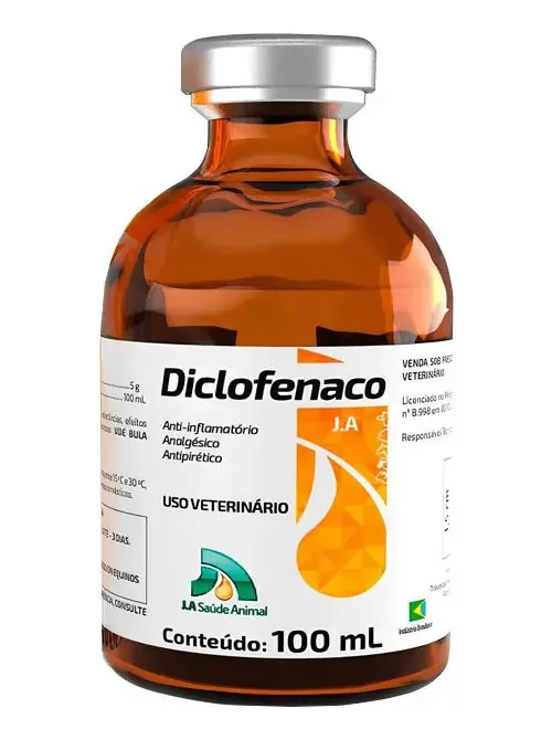 Diclofenaco Ja Saúde Animal Líquido Injetável Para Bovinos E Suínos 100 mL