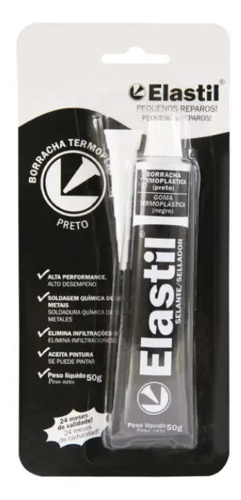 Silicone Borracha Termoplástica Preta Elastil 50g