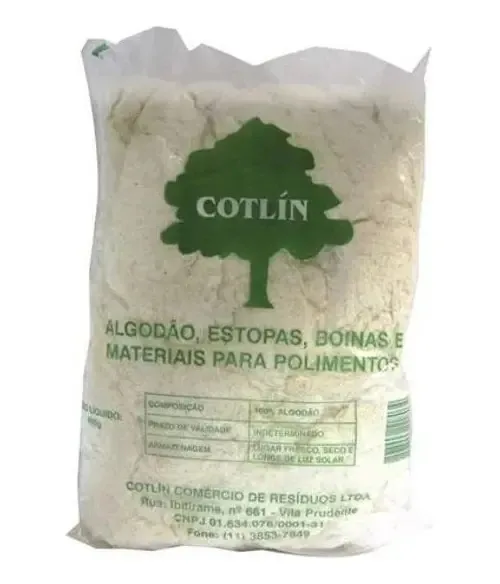 Estopa Polimento e Limpeza Automotiva 400g Algodão Branco Cotlin