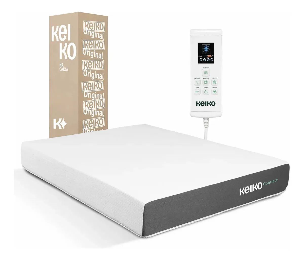 Colchão King Size D33 Connect Com Massageador Keiko Colchões Cor Cinza E Branco