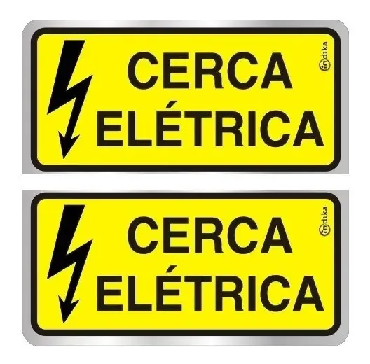2 Placas Sinalizadora Alumínio Adesivo - Cerca Elétrica