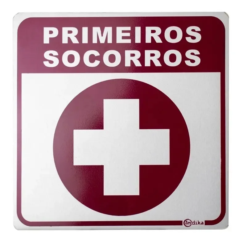 Placa Sinalizadora Alumínio Adesivo - Primeiros Socorros