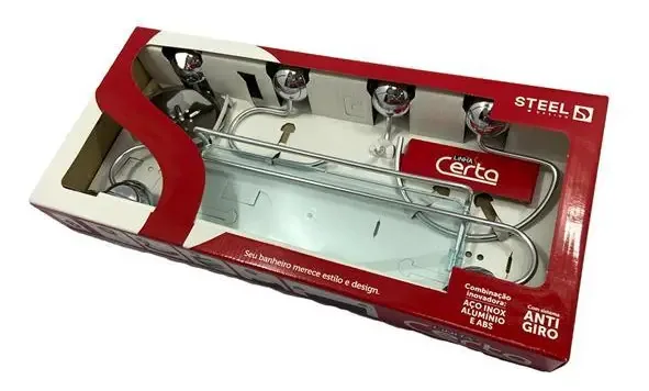 Kit Banheiro Acessórios 6 Peças De Metal E Abs Cromado Certa
