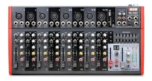 Mixer Novik Mesa De Som 12 Canais Nvk-1202 Fx Analógica