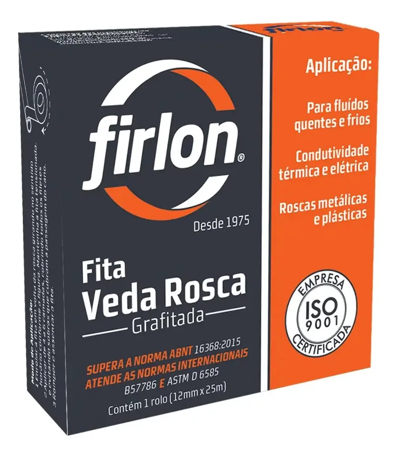 Fita Veda Rosca Grafitada Firlon-18mmx25 Metros- 10 Unidades