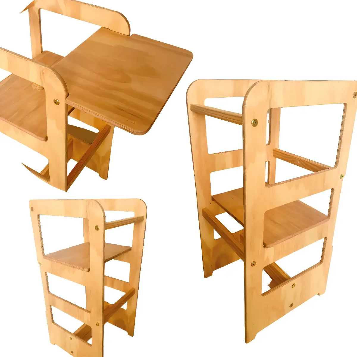Torre Aprendizagem Montessori Premium Bandeja Verniz 3 Em 1 Cor Verniz Extra Maritimo Atoxico