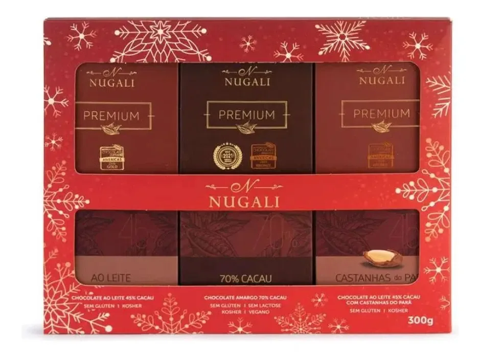 Caixa Natalina Seleção De Tabletes Premiados Nugali 300g