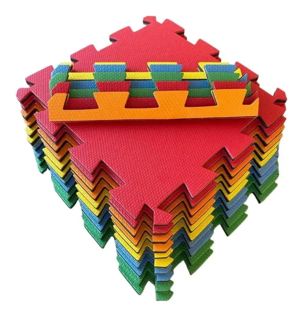 Tatame De Encaixe Para Bebê Liquida Tatames Eva Com Encaixe Cor Colorido Lisa 50cm X 50cm 1 Cm X 45u