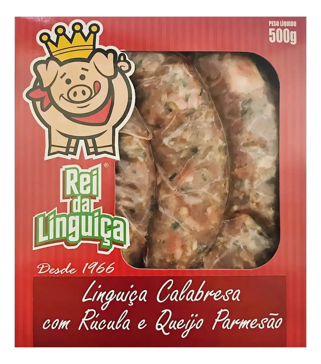 Linguiça Calabresa Recheada com Rúcula e Queijo Parmesão Rei da Linguiça 500g