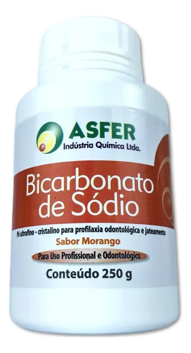Bicarbonato De Sódio Odontológico 250g Sabor Morango - Asfer