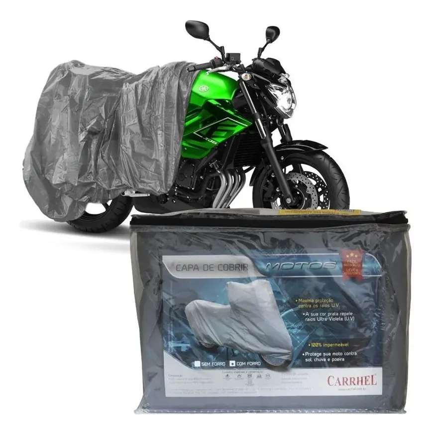 Capa Cobrir Moto Forro Total Impermeável Tamanho P Cinza Carrhel Sol Chuva