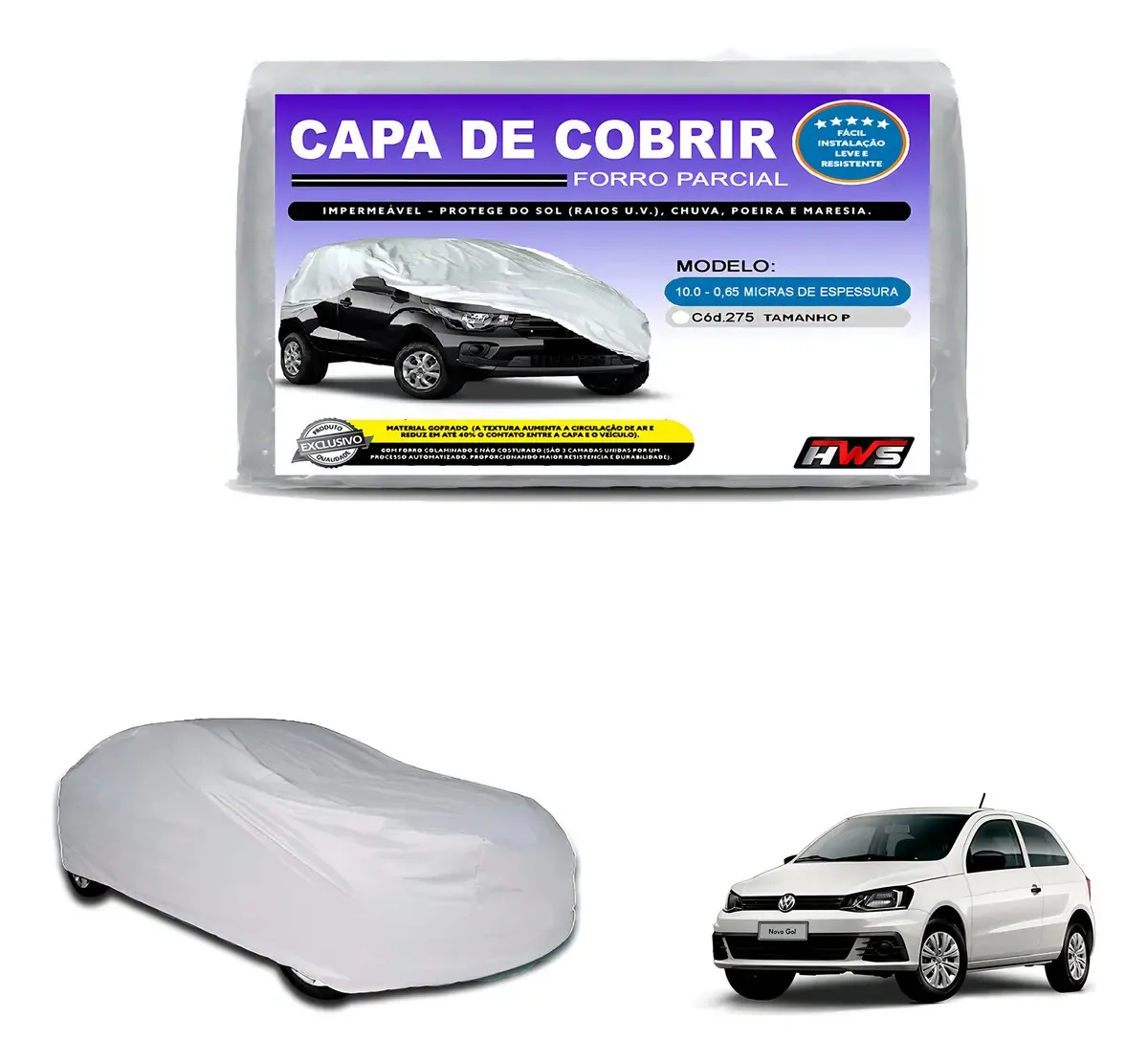 Capa Cobrir Gol G5 Forrada Impermeável Sol Chuva Pr Anti Uv Prateado
