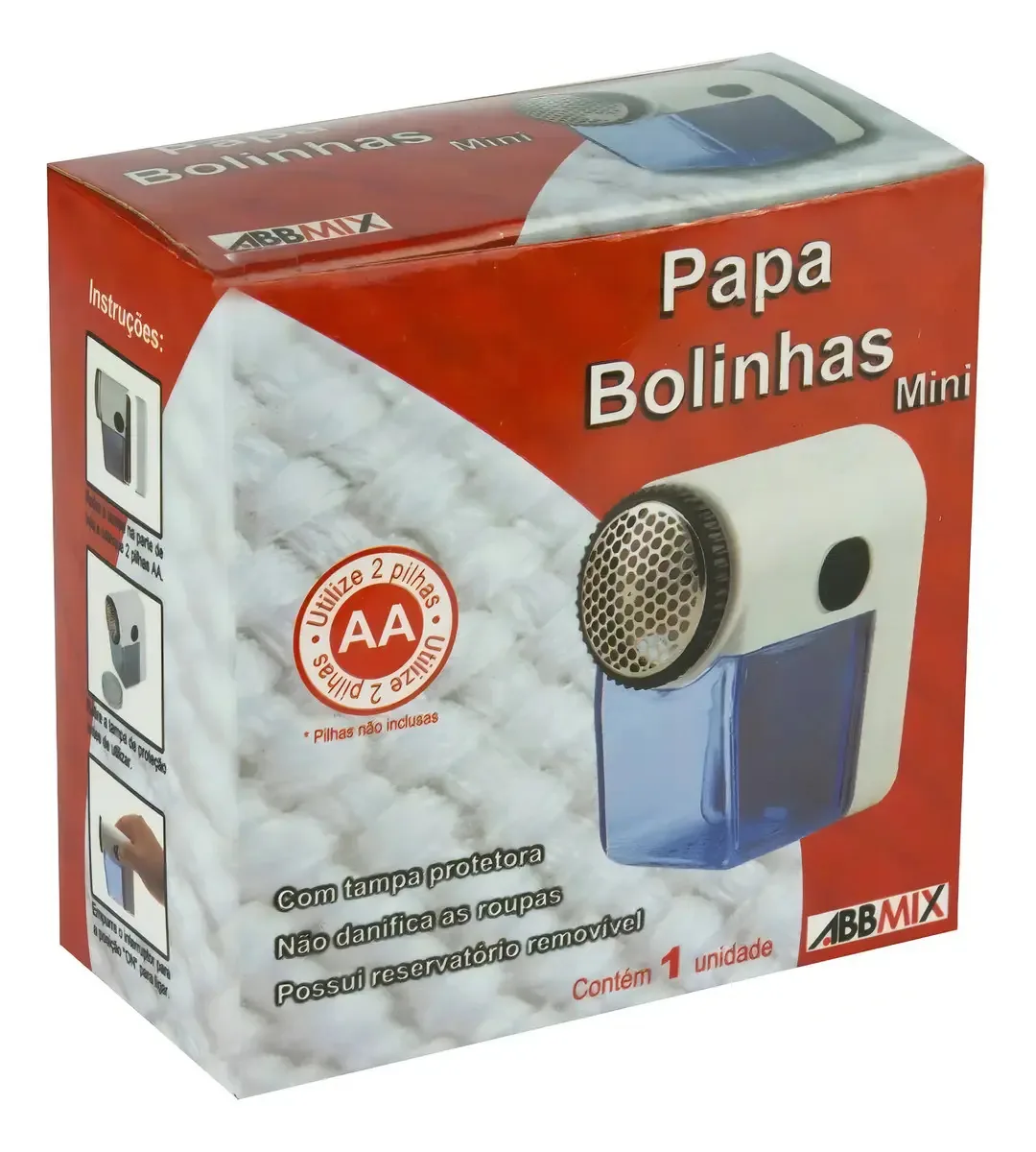 Removedor De Fiapos Elétrico Abbmix Mini Papa Bolinhas A Pilha Pilha Branco