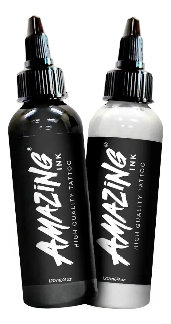 Kit De Tinta Tatuagem Preto E Branco 120ml