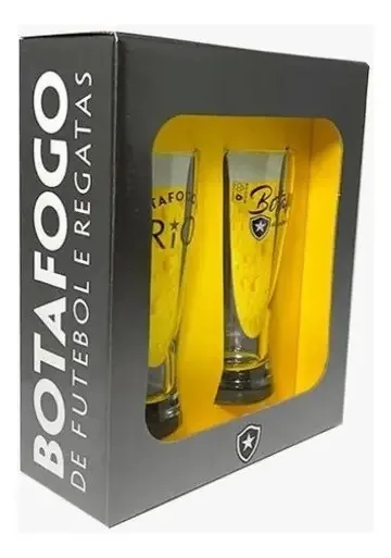 2 Taças De Chopp 300ml Botafogo Na Caixa