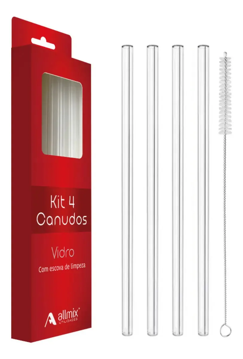 Kit Canudo De Vidro E Escova Allmix