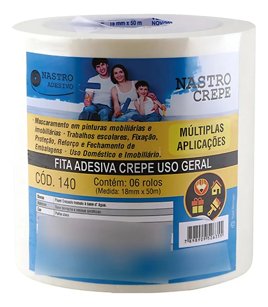 Fita Crepe Nastro 48mm X 50mt - Kit C/4 Unidades