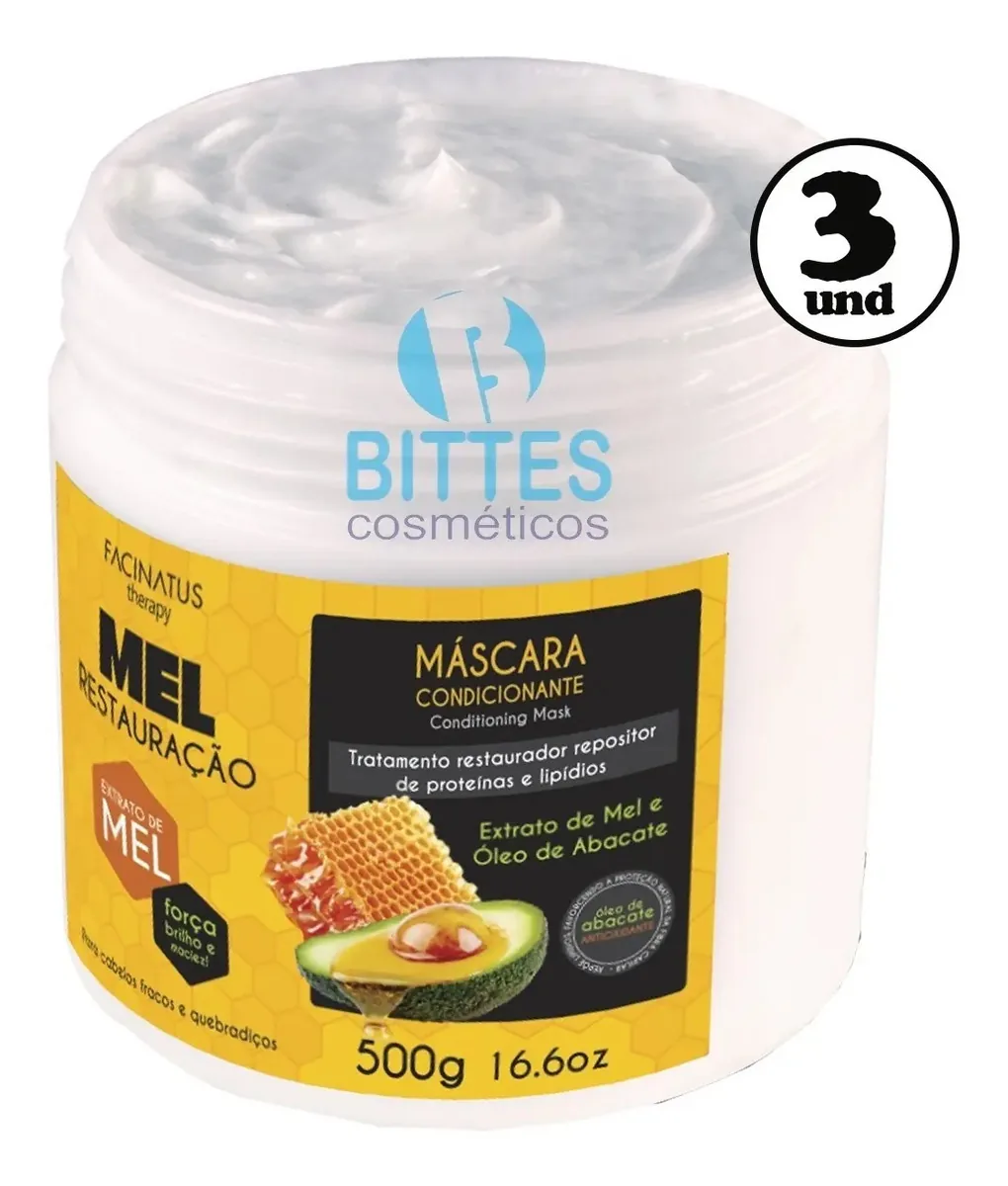 3 Máscaras Mel Facinatus Cosméticos Hidratação E Nutrição