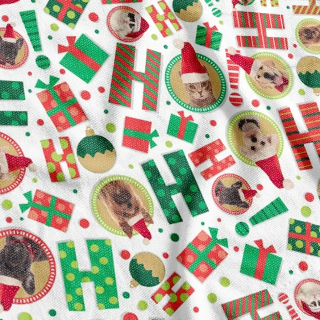 TNT Estampado Natal Supper Branco 1,40mx1m Decoração Festas e Artesanato