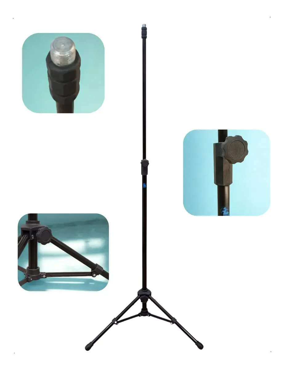 Suporte de Microfone Pedestal Reto Visao Musical para Estúdio e Performance