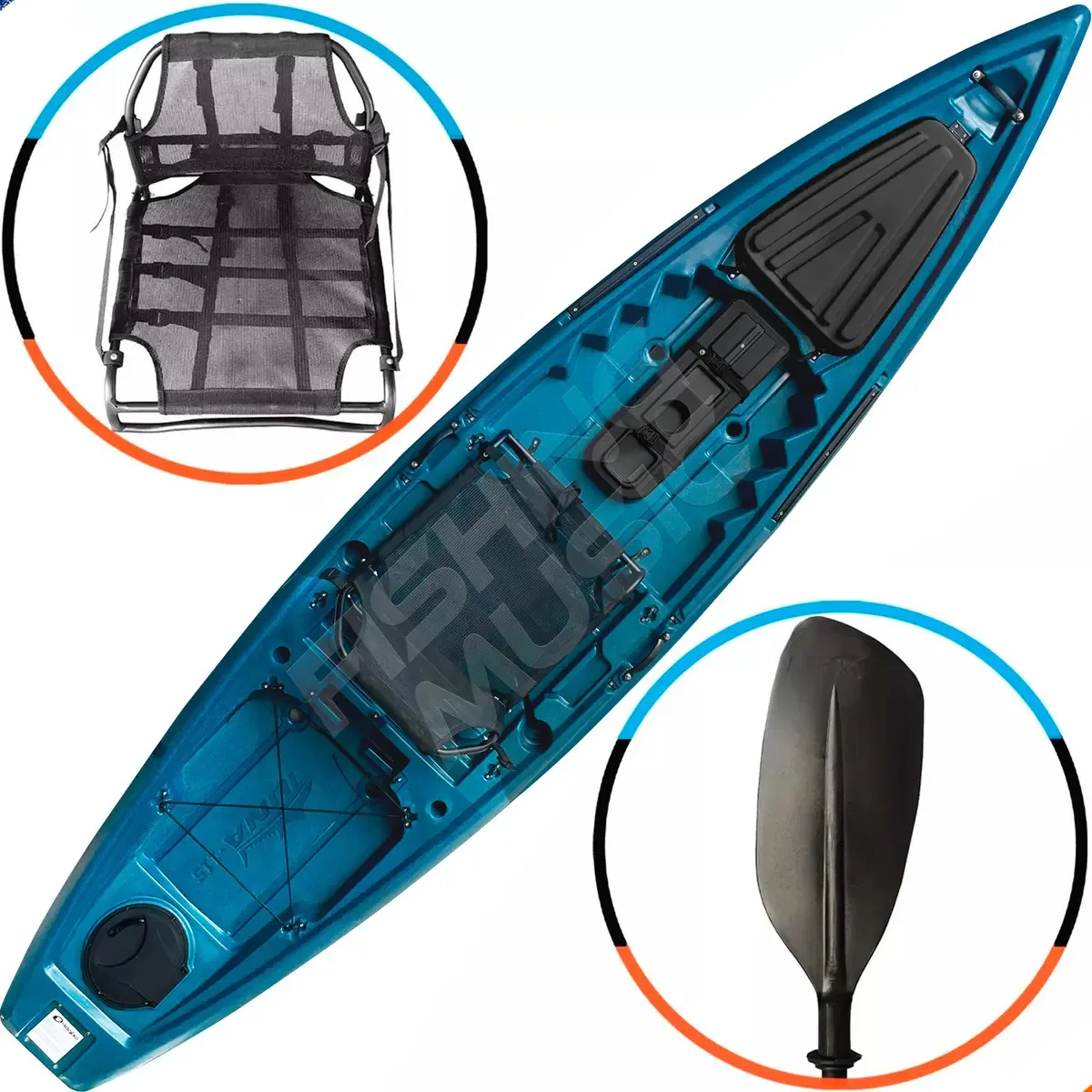 Caiaque De Pesca Tuna 115 Com Cadeira Soft E Remo Hidro2eko Cor Midnight