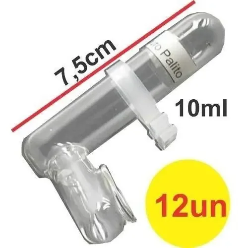 Kit 12 Bebedouros de Vidro para Pássaros Palito 10mL Injetfour