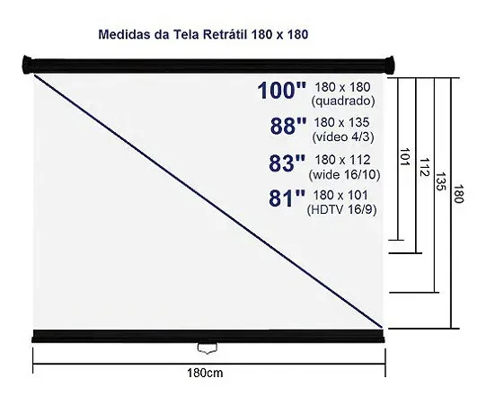 Tela De Projeção Retrátil 1,80 X 1,80 Nardelli