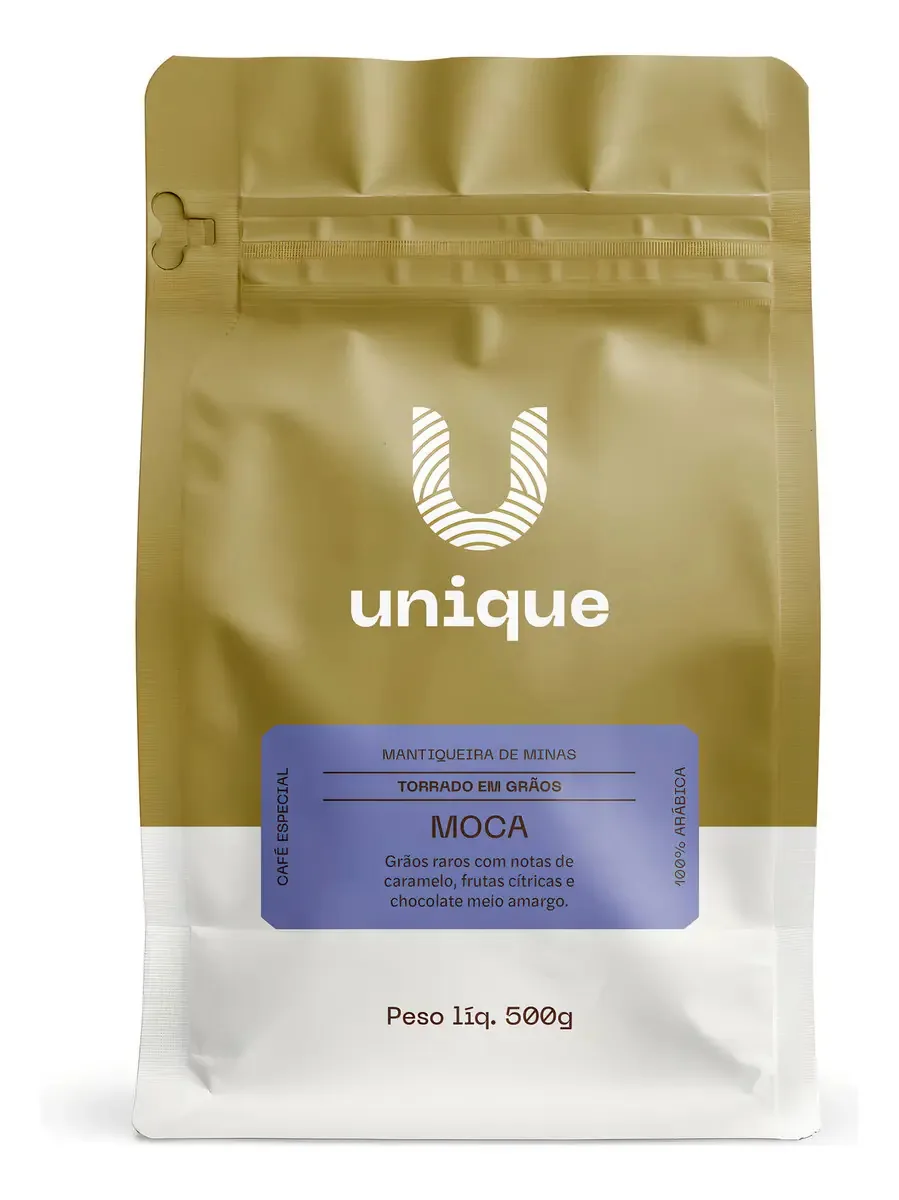 Café Especial Unique Moca Grãos, 500g, 100% Arábica