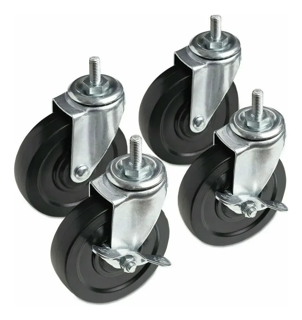 Kit 4 Rodas Com Travas Para Estantes Duratec Rodas Cinza-escuro