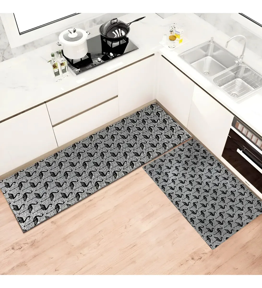Kit Tapetes Antiderrapante Cozinha Soutextil Estampa Flamingo
