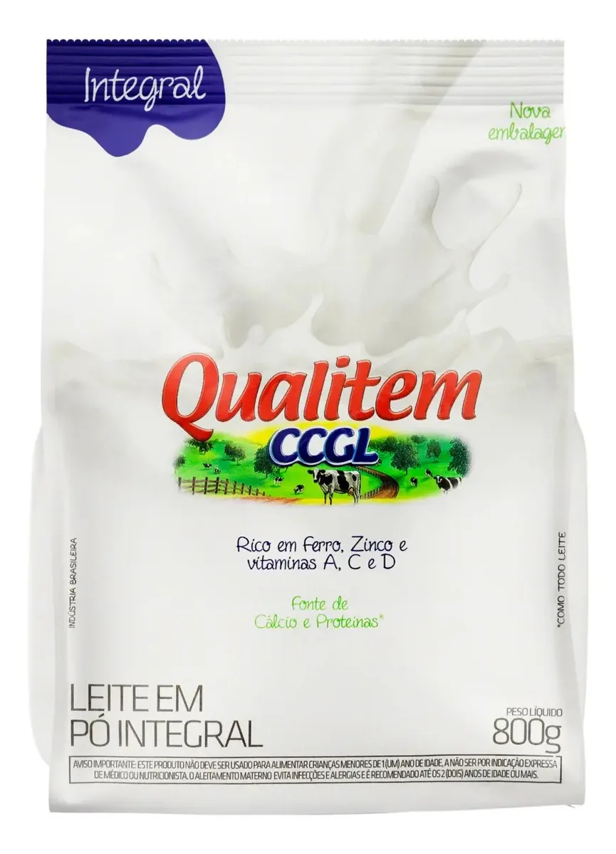 Leite Pó Integral Ccgl Qualitem Pacote 800g