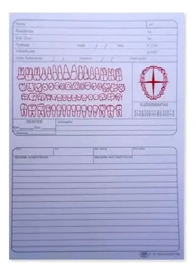 Ficha Clinica Dupla Para Dentista C/100 Folhas