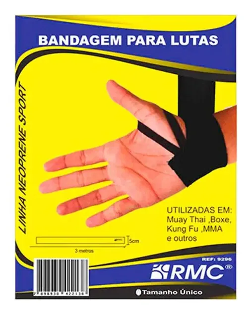 Bandagem Elástica Treino Boxe Muay Thai Luta Cor Preto Rmc