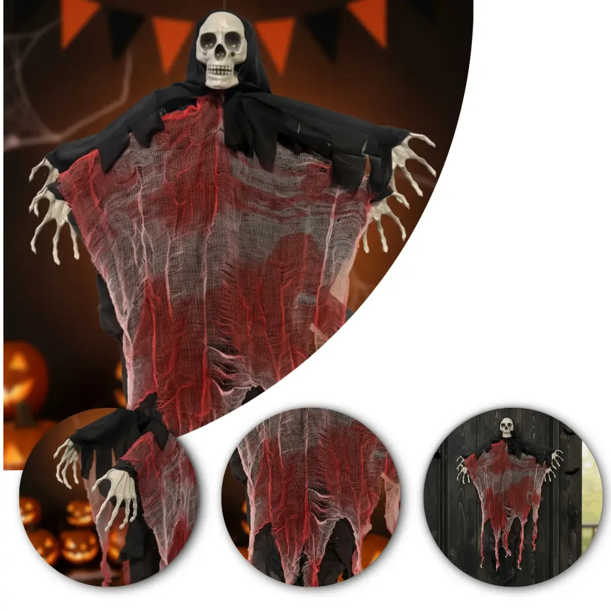 Caveira Halloween Gigante 1 Metro Assustadora Decoração Pendente Porta