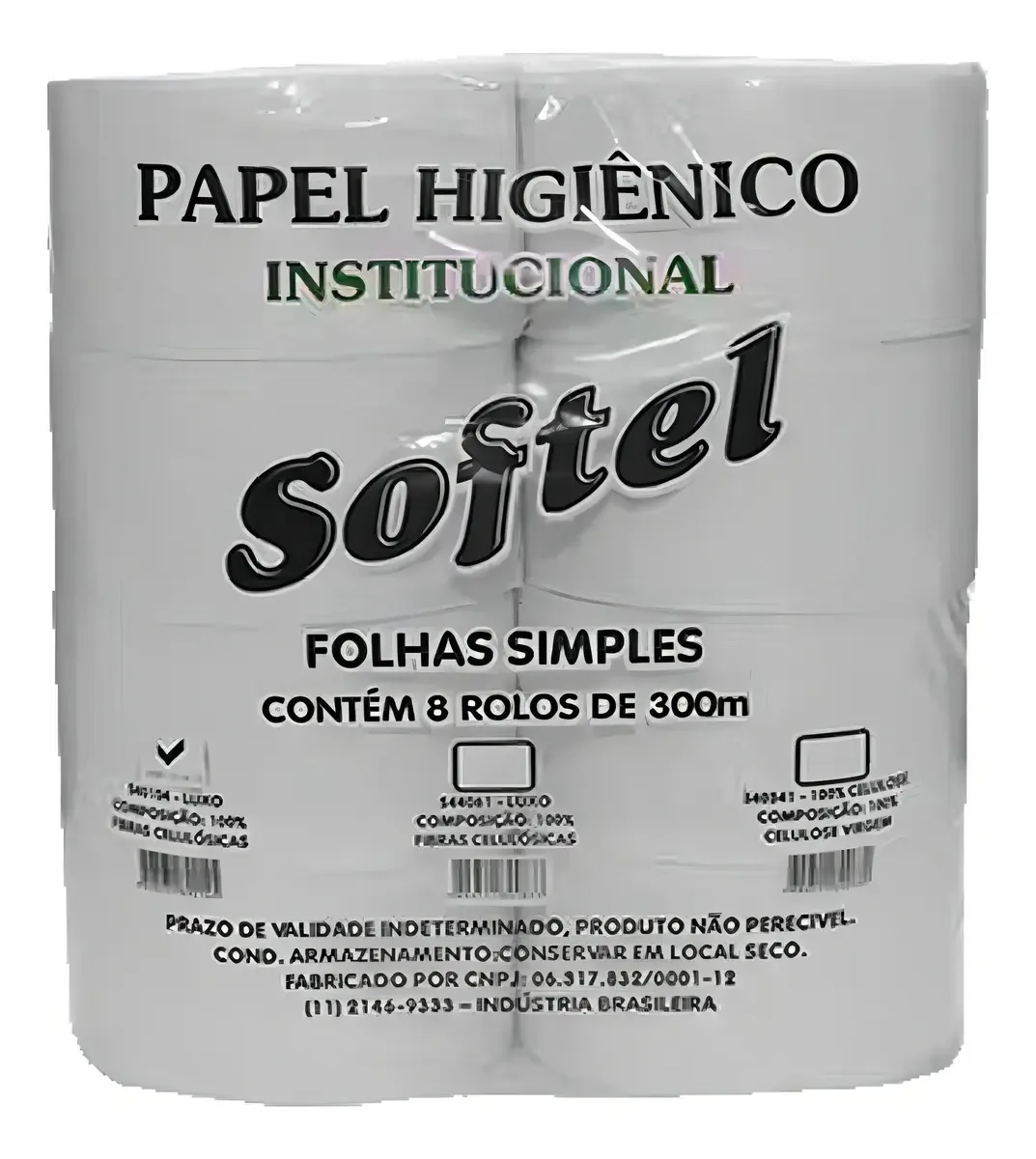 Papel Higienico 300 Metros Luxo Branco Com 8 Rolos