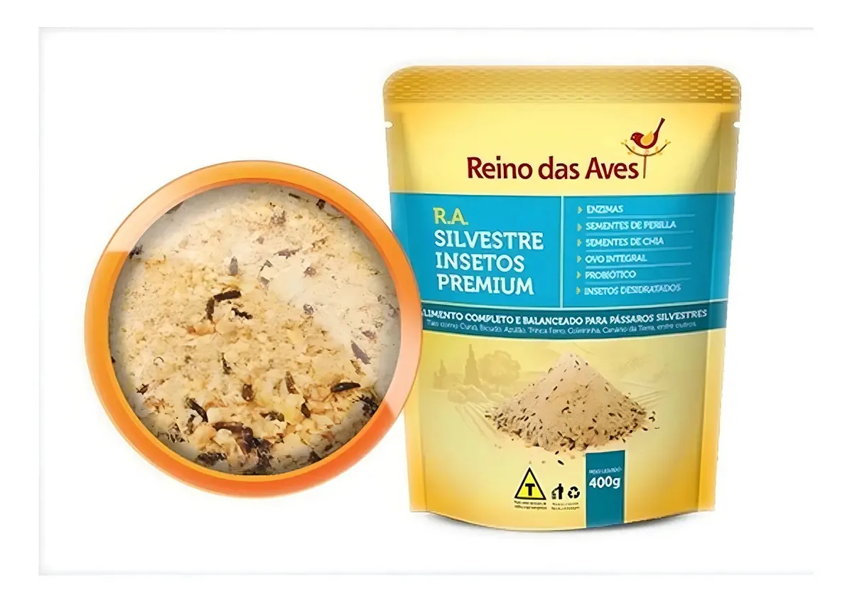 Farinhada De Insetos R.a Silvestre Premium Reino Das Aves 400g