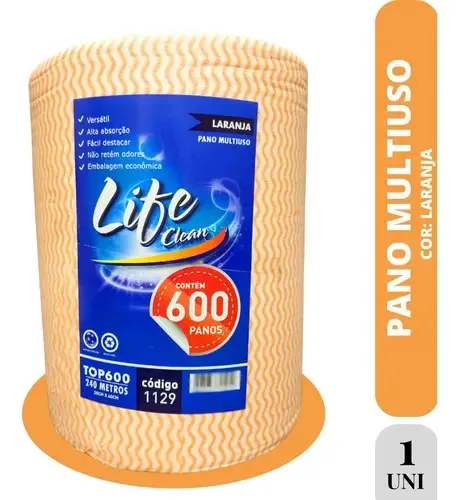 Pano Multiuso Perfex Picotado Resistente 600 Panos Full Cor Laranja