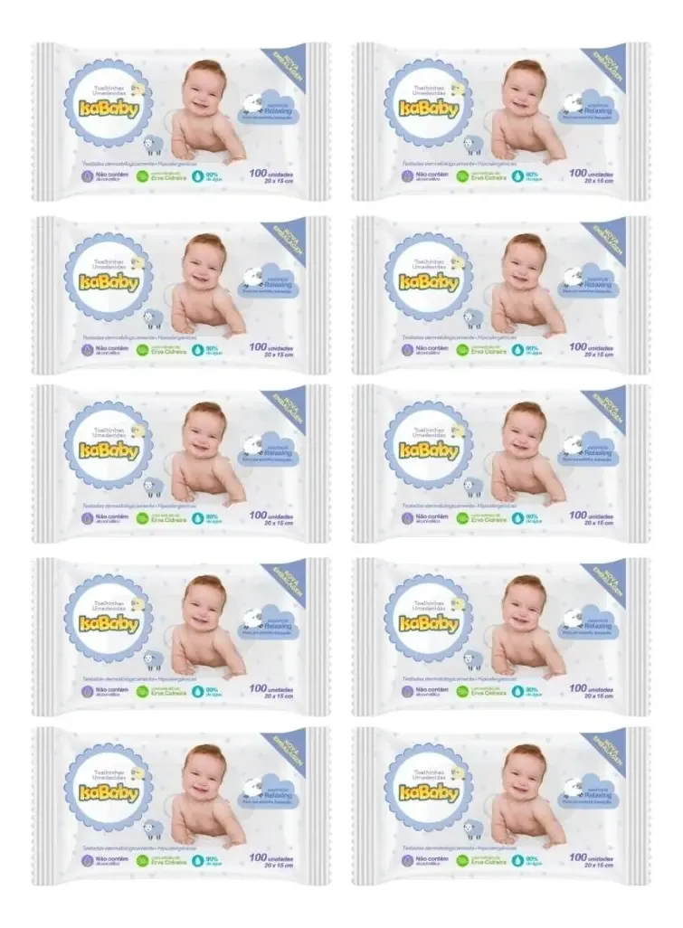 10 Toalhas Umedecidas C/100 Unidades Tradicional Isababy