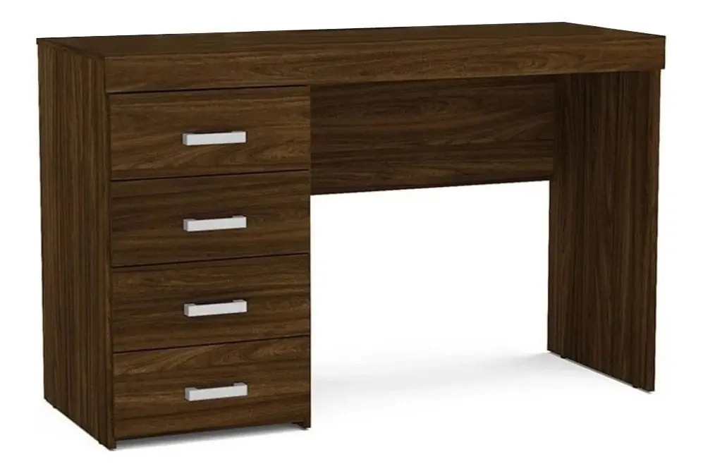 Escrivaninha Politorno Malta 4 cajones mdp, mdf de 120cm x 75.5cm x 46.5cm castanho Fosco