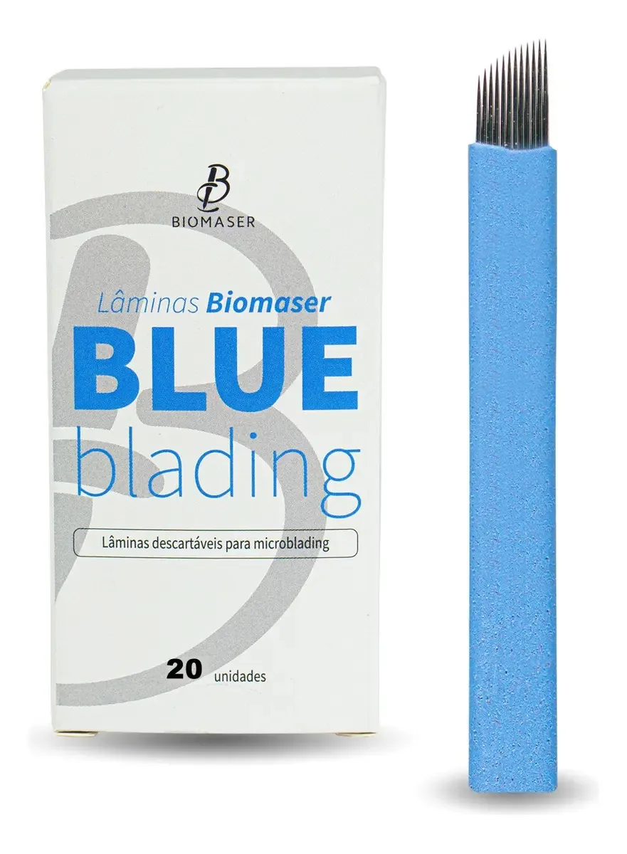Lâminas Biomaser Azul 12 Flex Microblading Tebori 0.18mm 20 Unidades
