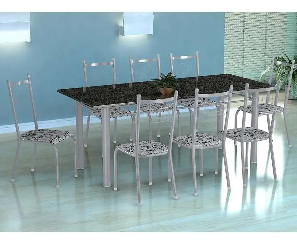 Conjunto De Mesa Cordoba Com 8 Cadeiras Lisboa Branco Pra