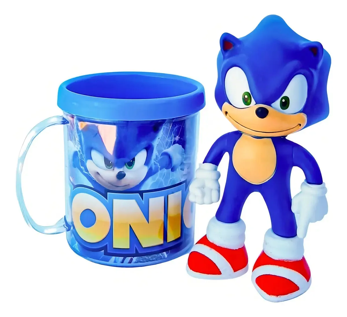 Boneco Sonic 16cm Sega Coleção + Caneca Personalizada 350ml