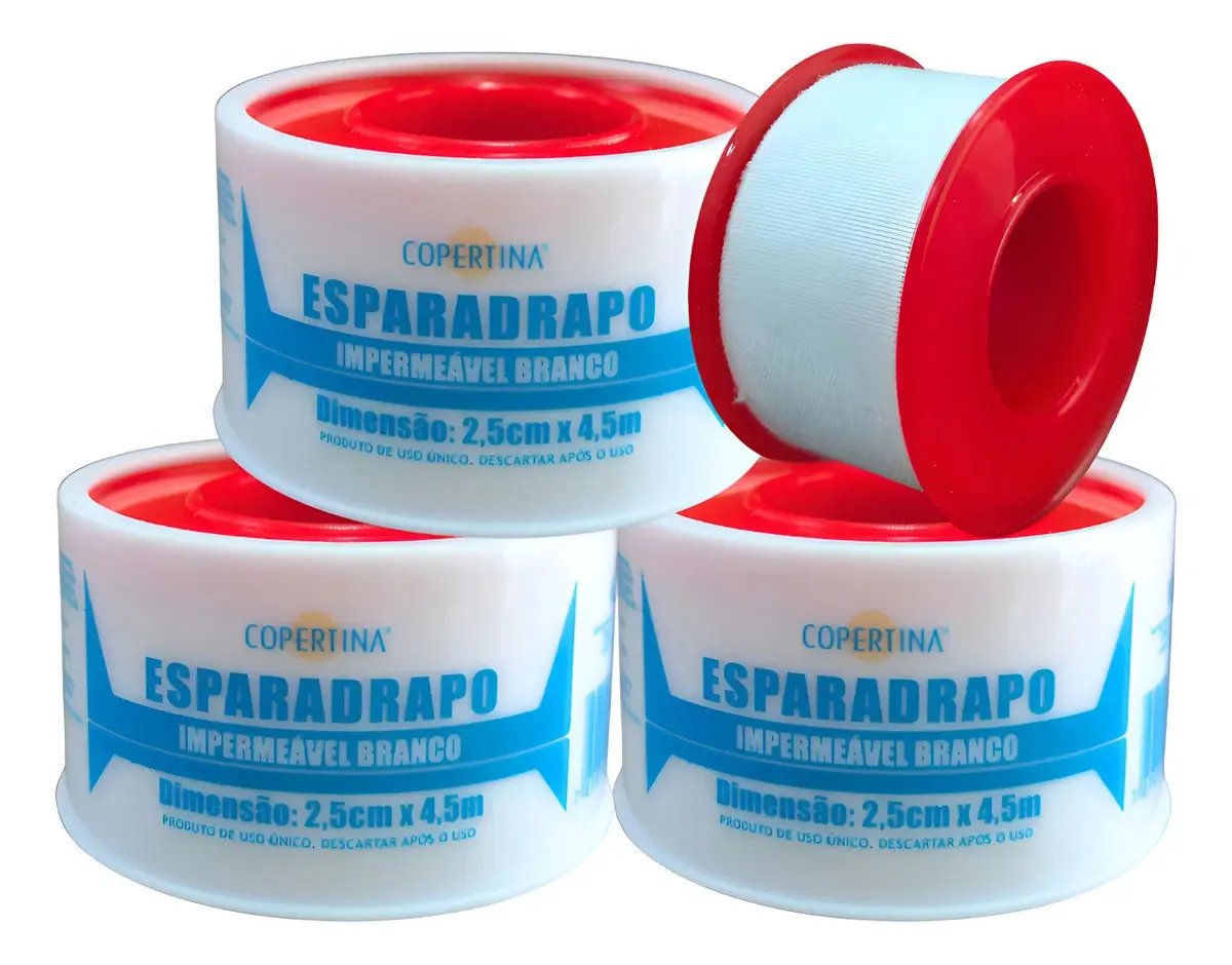 6 Esparadrapo Hospitalar Branco 2,5cmx4,5cm Fixação Curativo