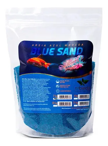 Areia Mbreda Blackblue 2kg Substrato Azul 1-1,5mm Aquário Alcalino