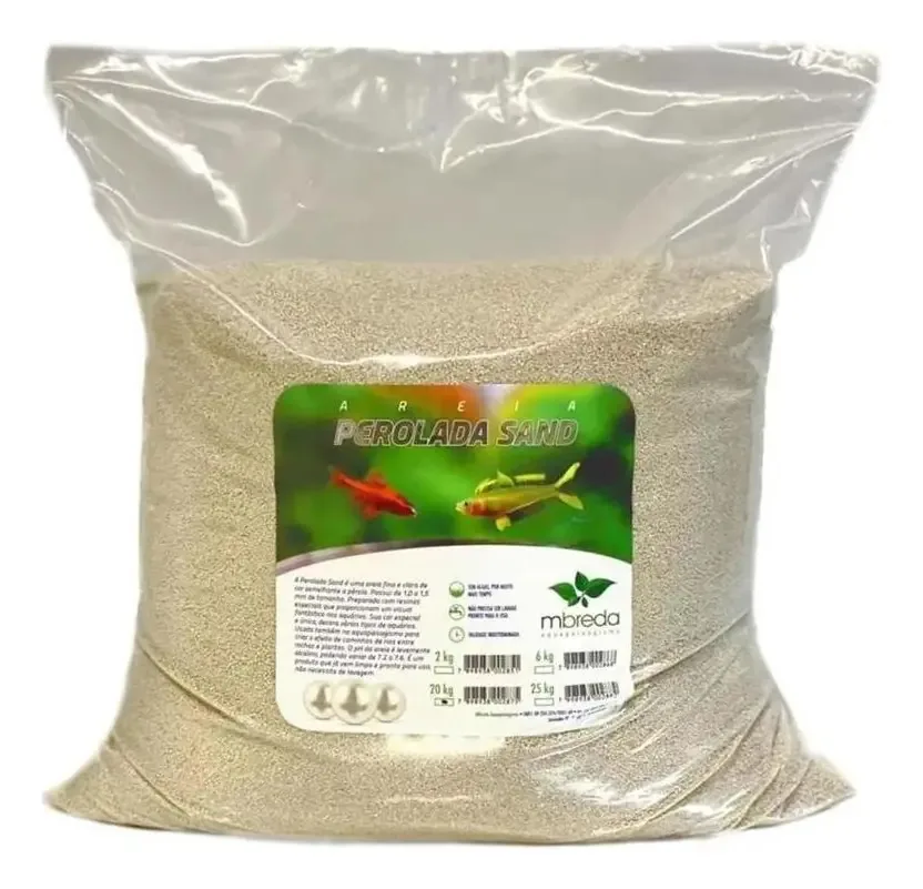 Substrato Mbreda Areia Perolada Branco Para Aquário Plantado 20kg