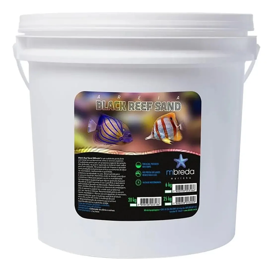 Substrato Mbreda Black Reef Sand Para Aquários Marinhos 25kg